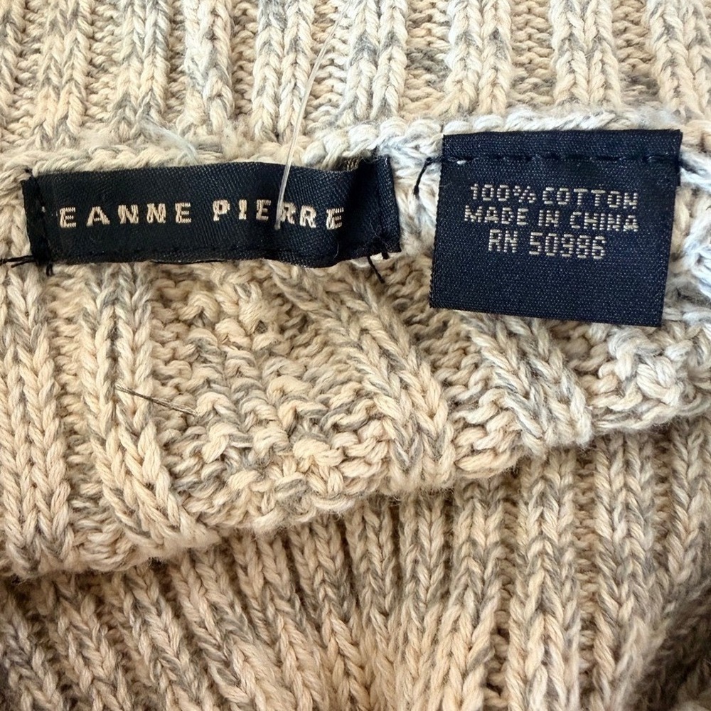 NEW WITH TAGS Jeanne Pierre Colorblock Cable Knit Cowl Neck Tunic Fisherman Sz S - Picture 4 of 7